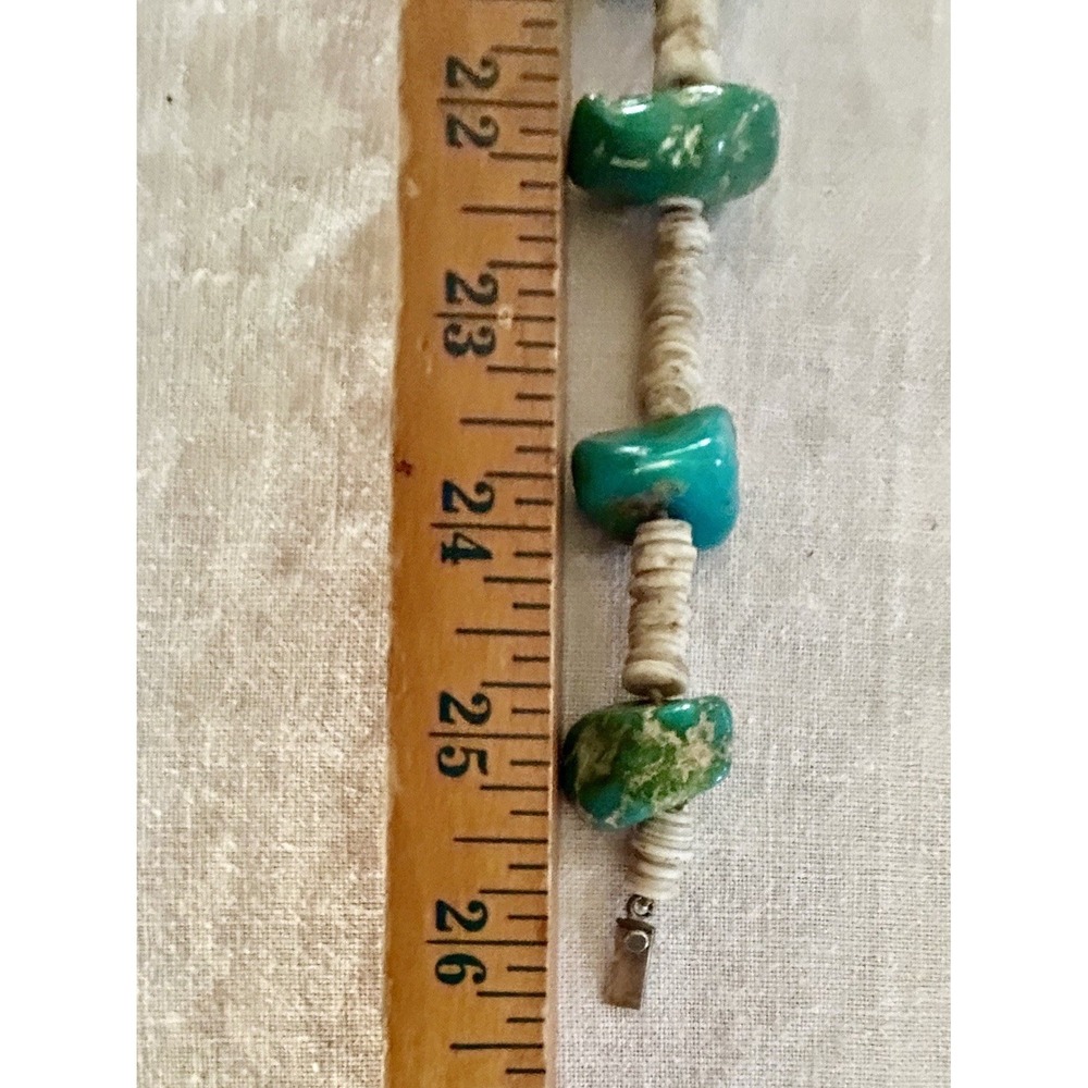 Vintage Taxco TD-29 Heishi Turquoise Slab Necklace Native Mexico Heavy Navajo? - Picture 4 of 7
